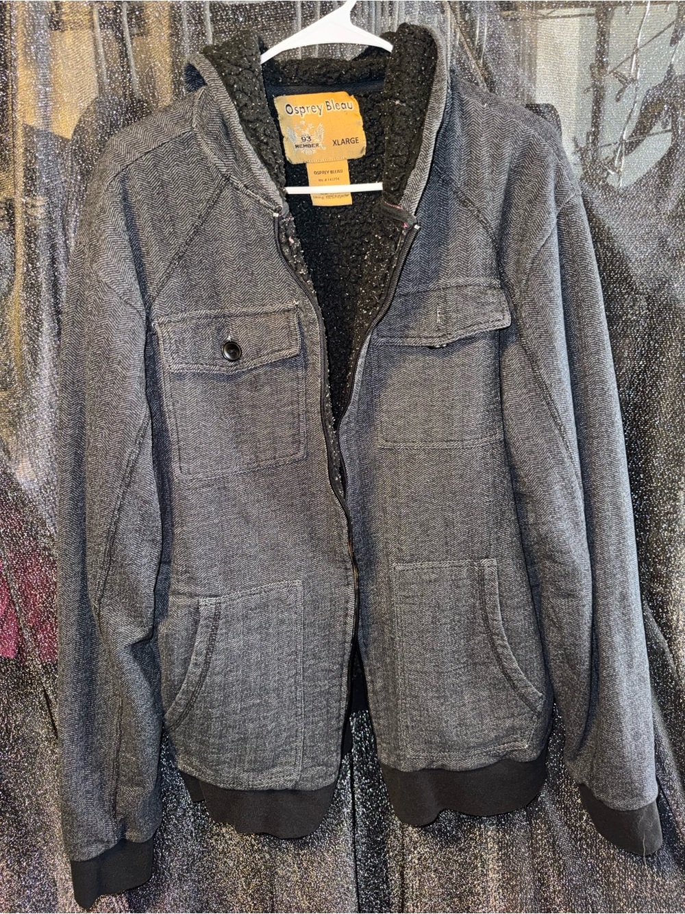 OSPREY Gray Sherpa-Lined Utility Jacket with Hood